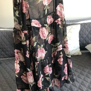 Dainty black floral dress slip